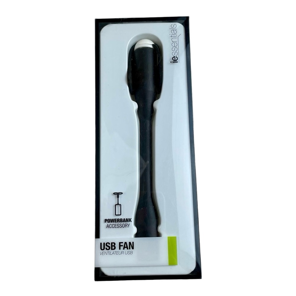 iEssentials Black USB Mini Fan – Portable Powerbank Accessory